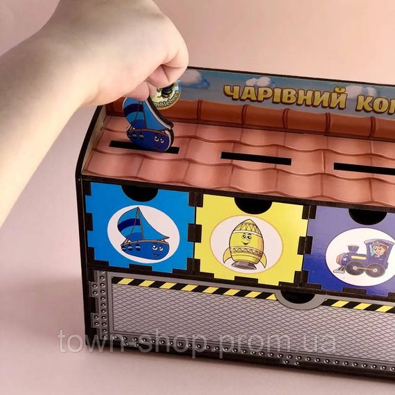 Деревянная настольная игра "Транспорт-2" Ubumblebees (ПСД006) PSD006 сортер-комодик | Зображення 1