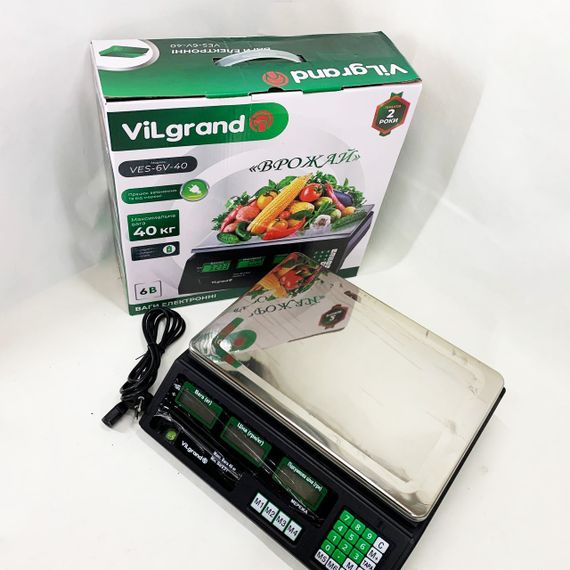 Ваги торговельні ViLgrand VES-6V-40 40 кг з калькулятором та акумулятором | Зображення 2