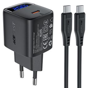 СЗУ Acefast A113 PD20W GaN (1USB-C) + кабель Type-C to Type-C Black