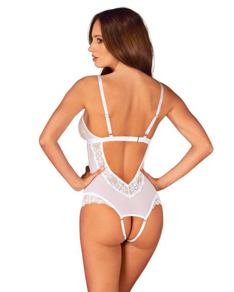 Эротическое полупрозрачное боди Obsessive Heavenlly crotchless teddy XS/S, с доступом sexstyle | Зображення 1