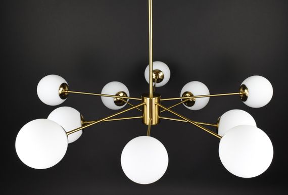 Люстра стельова на 10 лампочок 27784 Латунь 40-70х116х116 см. | Зображення 1