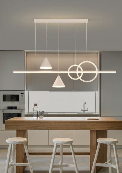 Люстра світлодіодна підвісна LED світильник для квартири на стелю лед 27600 Білий 30-160х15х100 см. | Зображення 2