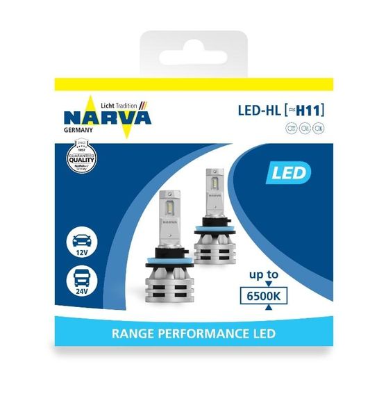 Комплект світлодіодних ламп Narva 18048 H11 12/24v 6500K X2 24 W PGJ19-2 RPL | Зображення 1