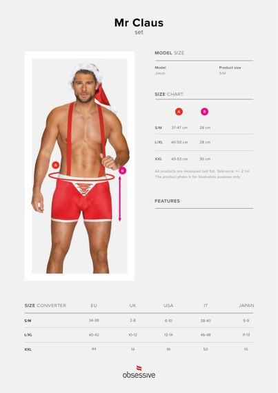 Новорічний костюм Санта-Клауса Obsessive Mr. Claus, червоно-білий, L\XL sexstyle | Зображення 6