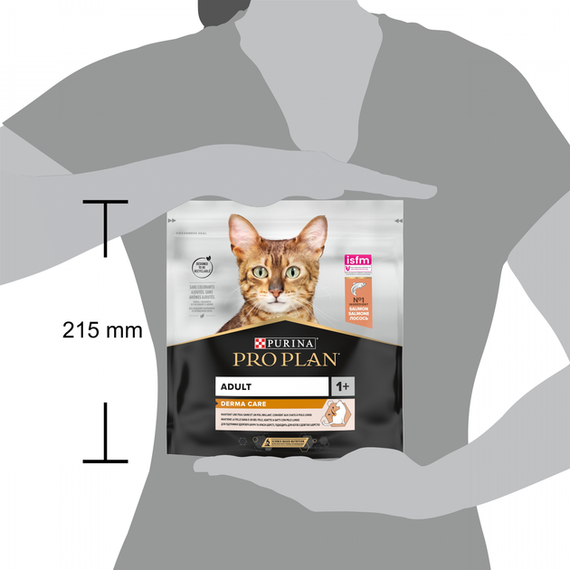 Сухий корм PRO PLAN Adult 1+ Derma Care для підтримки здоров'я шкіри та шерсті у дорослих котів, лосось 0.4кг | Зображення 2