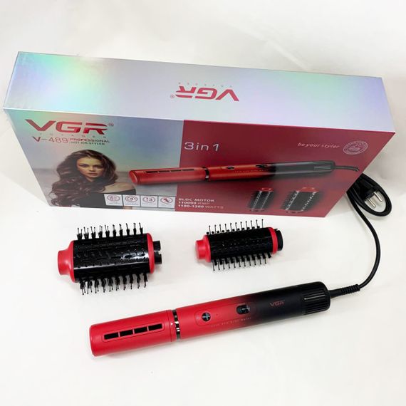 Електрична фен-щітка VGR V-489 стайлер для укладання волосся 1300 Вт. Колір: червоний | Зображення 2