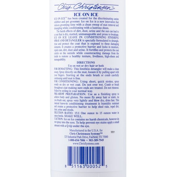 Кондиціонер Chris Christensen Ice On Ice Concentrate для собак та котів для розплутування ковтунів 473 мл | Зображення 3