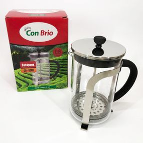 Френч-прес Con Brio CB-5580 0.8 л, Стильний скляний чайник для заварювання, Заварний скляний чайник