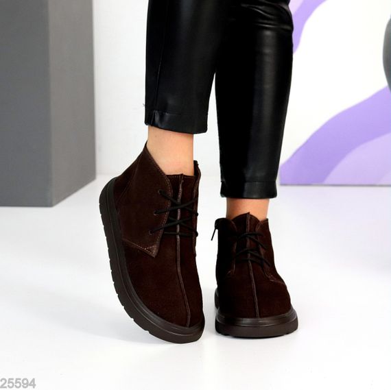 Дизайнерські черевики дезерти натуральна замша колір Шоколад | Зображення 2