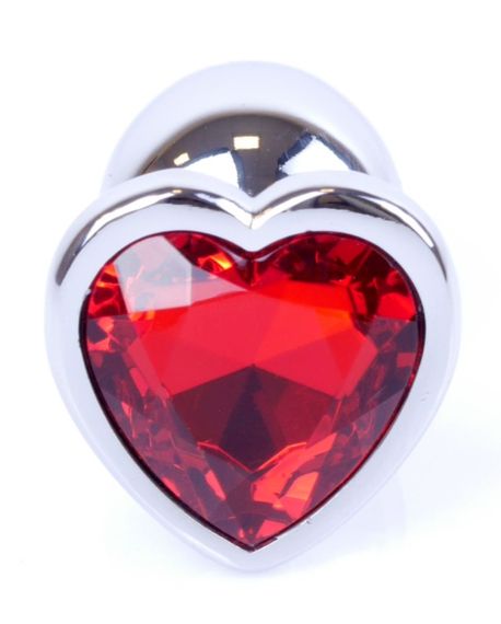 Анальний затор Boss Series - Jewellery Silver Heart PLUG Red S, BS6400046 sexstyle | Зображення 1