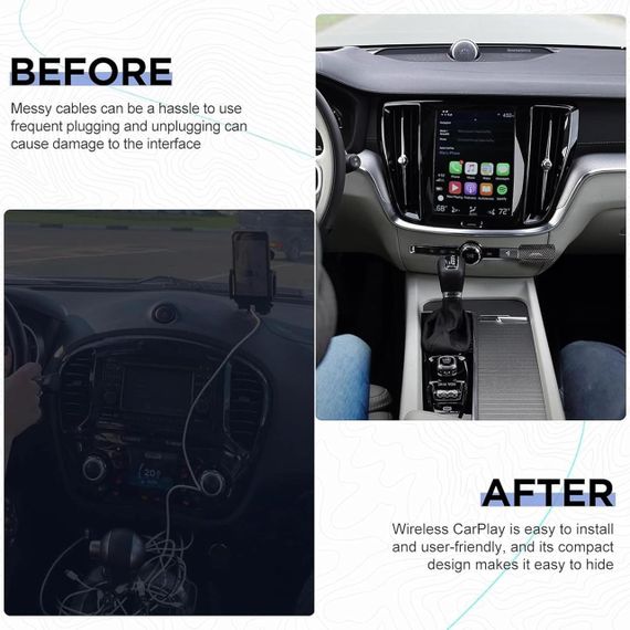 Беспроводной адаптер CarPlay для Apple iOS 12+ для авто 2017-2024г, преобразование ведущего Карплея, Bluetooth | Зображення 3