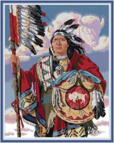 Набір для вишивання за нанесеною на канву схемою "Indian chiefs". AIDA 14CT printed 44*54 см
