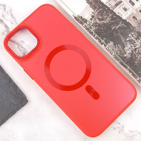 Чохол TPU+Glass Sapphire Midnight Open Camera with MagSafe для Apple iPhone 15 (6.1") Червоний / Red | Зображення 1