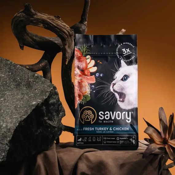 Сухий корм Savory для кошенят, індичка та курка 2кг | Зображення 3