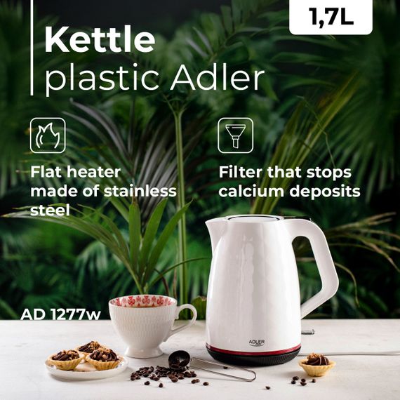 Електрочайник Adler AD 1277 білий 1,7 л, 2200 Вт | Зображення 6