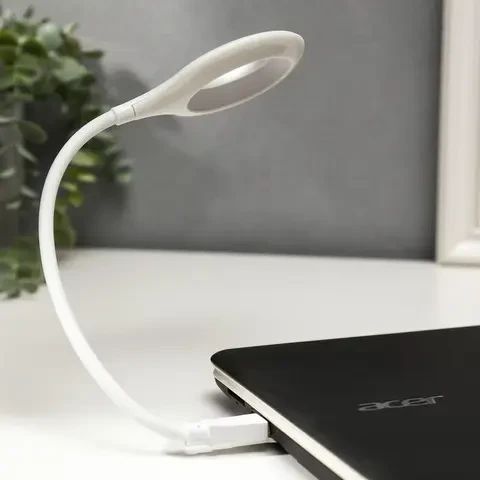 Гнучка USB лампа з голосовим керуванням із зарядкою від Power bank біла / Світлодіодний ліхтар LK-50 | Зображення 3