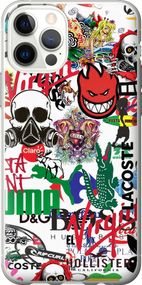 Чехол на iPhone 12 Many different logos "4022u-2053-17620"