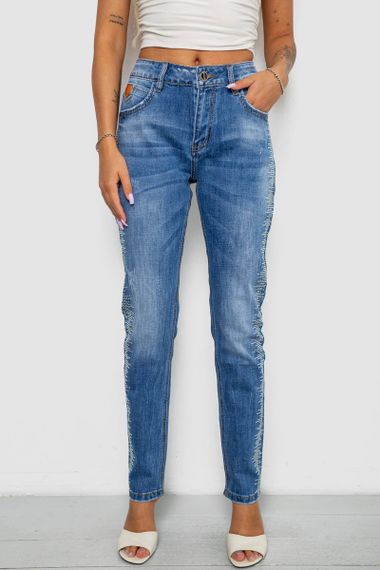 Джинси жіночі однотонні Straight fit, колір синій, 244RF-8196