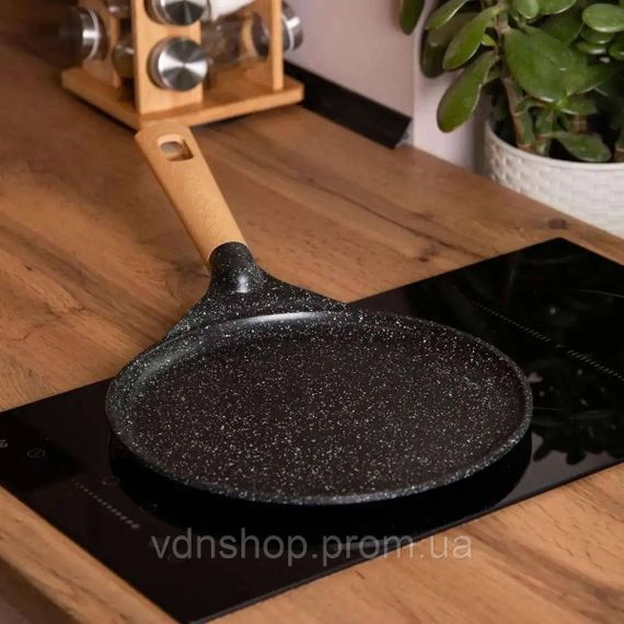 Алюминиевая блинная сковорода с мраморным антипригарным покрытием Ø 28 см, толстое дно MGC Black HP-4-430B | Зображення 1