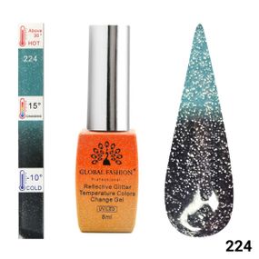 Світловідбивний Термо гель-лак Global Fashion №224, 8 мл