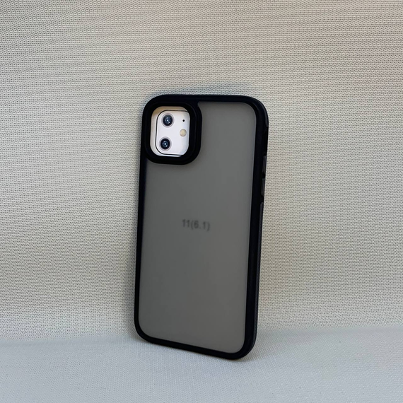 Чехол Iphone 11 матовый полупрозрачный TPU с серой вставкой