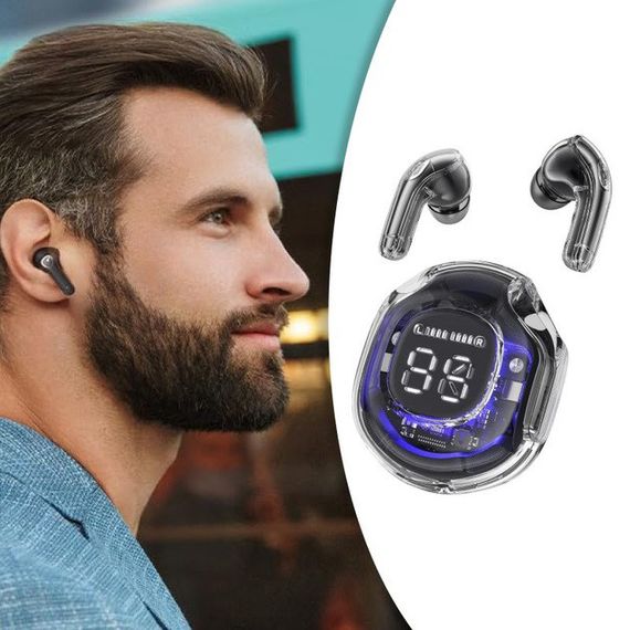 Бездротові навушники TWS T8 PRO з прозорим кейсом Вакуумний LED цифровий дисплей HZ-946 Bluetooth 5.3 | Зображення 2