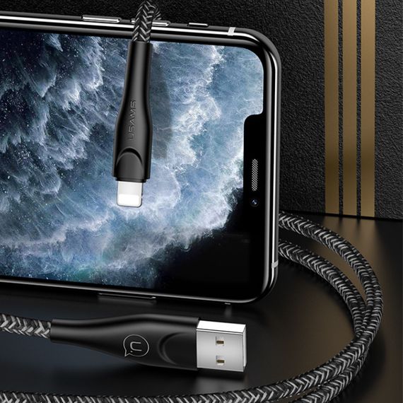 Дата кабель Usams US-SJ391 U41 Lightning Braided Data and Charging Cable 1m Чорний | Зображення 3