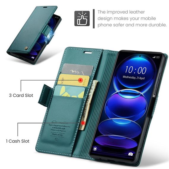 Кожаный чехол-книжка Retro Case для Xiaomi Redmi Note 12 Pro 5G / Poco X5 Pro цвет Зелёный | Зображення 6