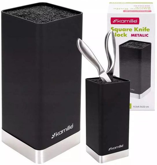 Підставка Kamille Black&Silver, колода для ножів 9.5х9.5х22см з поліпропіленовим наповнювачем | Зображення 2