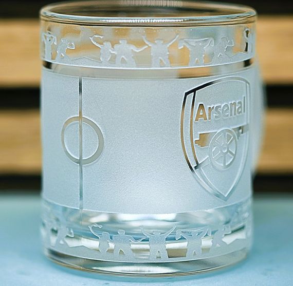 Стеклянная чашка 320 мл ФК Арсенал Arsenal с гравировкой подарок для фаната футбольная круговая кружка | Зображення 3