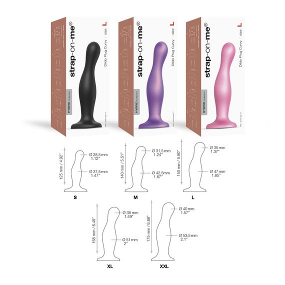 Насадка для страпона Strap-On-Me Dildo Plug Curvy Rose Dragee Metallic M | Зображення 2