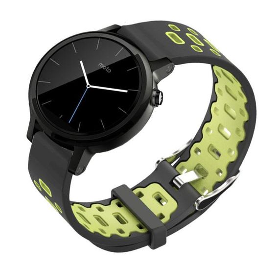 Спортивний ремінець Primo Perfor Classic для годинника Motorola Moto 360 2nd gen (42 mm ) - Black&Green | Зображення 1