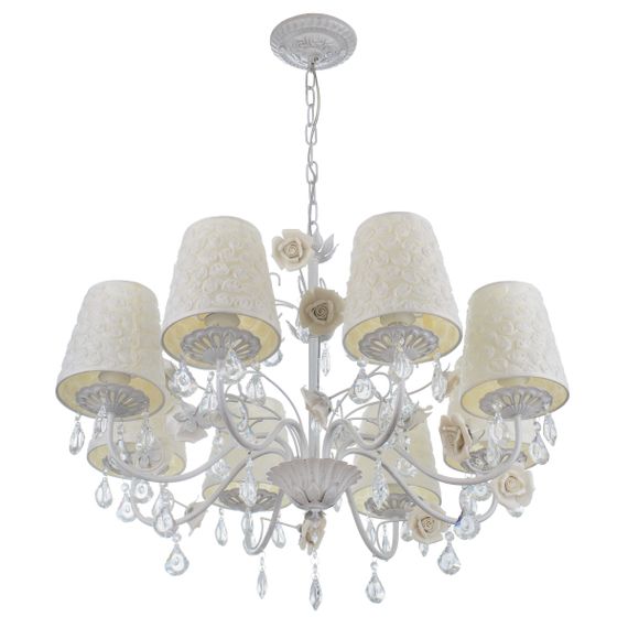 Люстра подвесная с абажуром классическая E14 WH (BCL-726S/8)