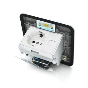 Розетка універсальна + 1 Shuko + 1RJ-45 висувна із заземленням J02L, Input: AC 100-250V 13A, Silver