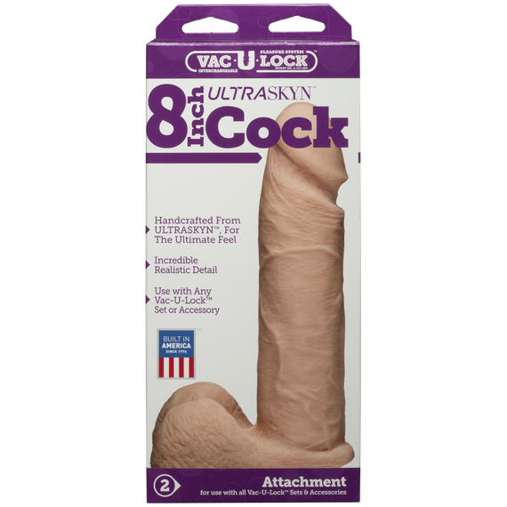 Фалоімітатор Doc Johnson Vac-U-Lock - 8 Inch ULTRASKYN Cock White, діаметр 5,1 см | Зображення 4