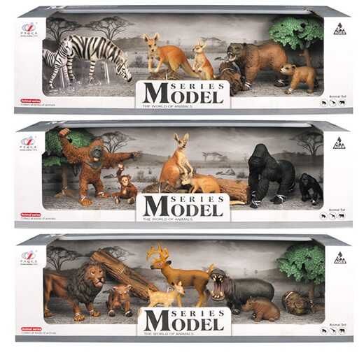 Набор "Дикие животные" Q 9899 D 7 Animal Model, 9 элементов, 6 животных, в коробке (6977153660211) Вид 3 | Зображення 1