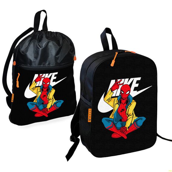 Шкільний рюкзак дитячий Людина-павук + Сумка для взуття спортивної форми рюкзак-мішок хлопчикові (01897)