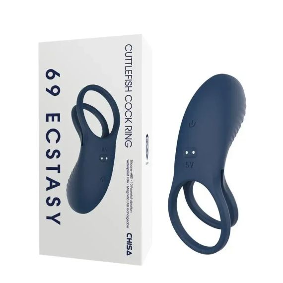 Эрекционное вибро-кольцо Chisa 69 ECSTASY водонепроницаемый, 10 режимов, синий Sex Aura