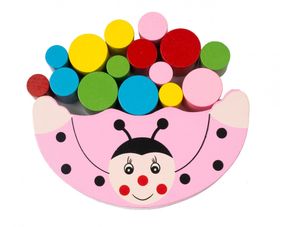 Детская игрушка балансир Божья коровка MD 1276 деревянная Божья коровка Розовая