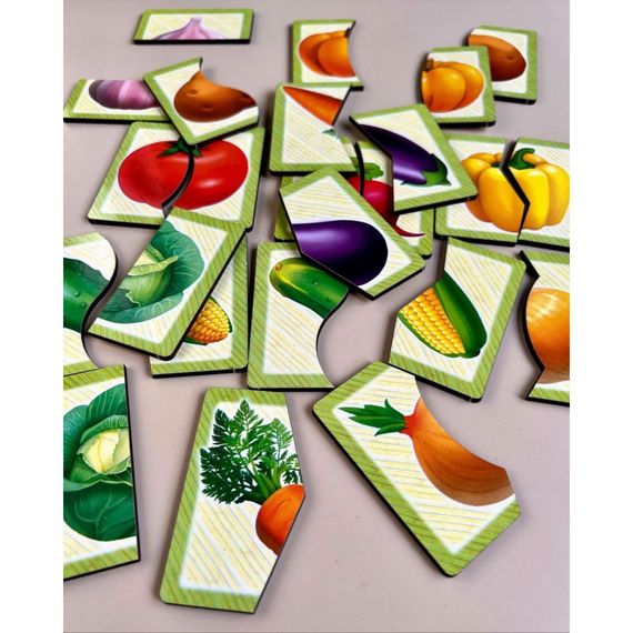 Настольная развивающая игра-пазл "Овощи" Ubumblebees (ПСФ074) PSF074, 12 картинок-половинок | Зображення 3