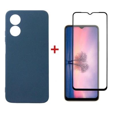 Чехол для мобильного телефона Dengos Kit for OPPO A17 case + glass (Blue) (DG-KM-01)