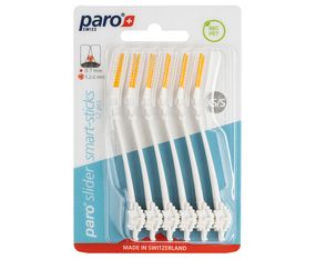 Змінні міжзубні щітки paro® slider smart-sticks XS/S, (Ø стрижня 0.7 мм, Ø щітки 1.2-2 мм), 12 шт.