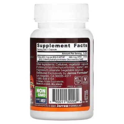 Витамин Jarrow Formulas Метил Фолиевая Кислота (Метилфолат) 400 мкг, Methyl Folate, (JRW-30006) | Зображення 1