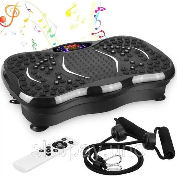 Фитнес вибропластура с Bluetooth, 99 уровней, 5 программ, эспандеры, 150 кг, 52×32×13.5 см | Зображення 1