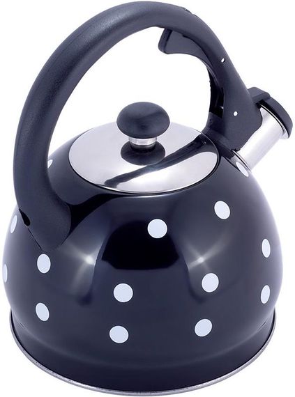 Чайник Kamille Polka Dot Kettle 2л з нержавіючої сталі зі свистком, в горошок, чорний | Зображення 2