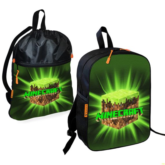 Шкільний рюкзак дитячий Minecraft + Сумка для взуття спортивної форми рюкзак-мішок для хлопчика (01724)