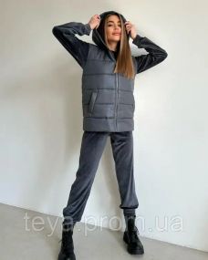 Спортивний костюм для жінок колір сірий розмір XL FI_008593