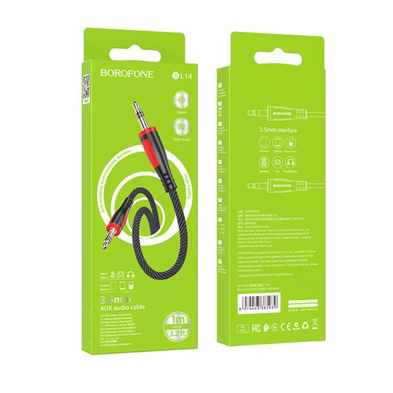 Аудiо-кабель BOROFONE BL14 AUX audio cable(L=1M) Black | Зображення 5