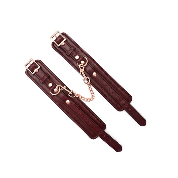 Кожаные поножи Liebe Seele Wine Red Ankle Cuffs, съемная цепочка-крепление | Зображення 7