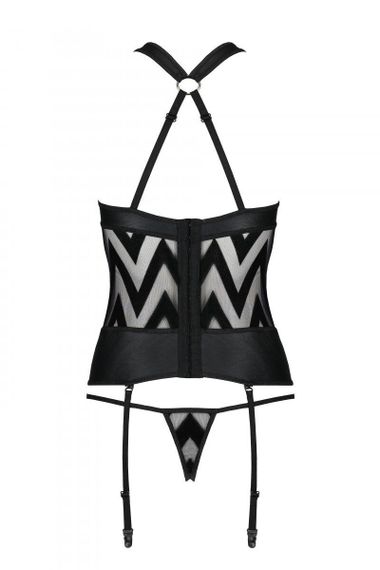 Сетчатый комплект с узором, корсет, подвязки, трусики Passion HIMA CORSET XXL/XXXL, black sexstyle | Зображення 5